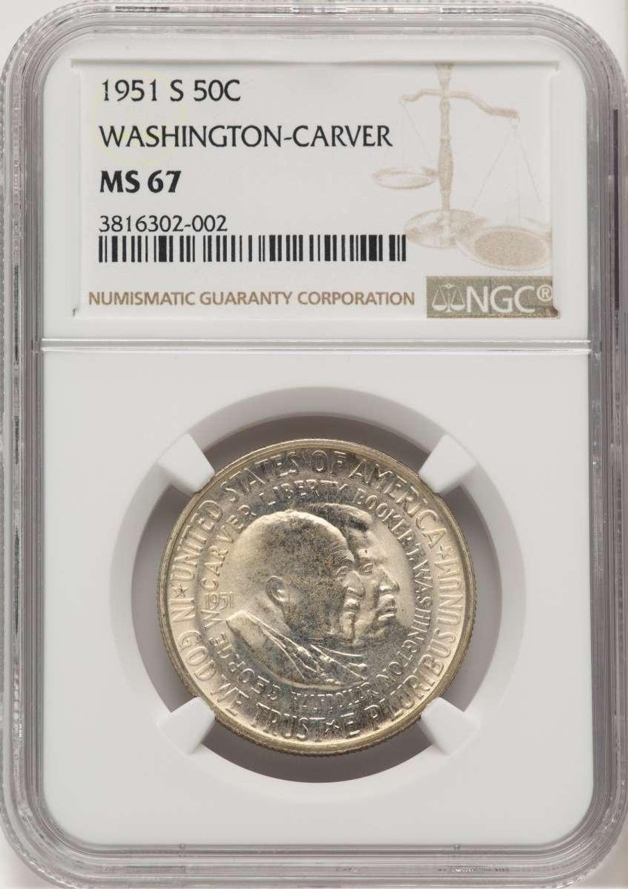 Bullionshark 1951-S 50C Commemorative Silver Coin NGC MS67   Washington-Carver - HAT778276031 