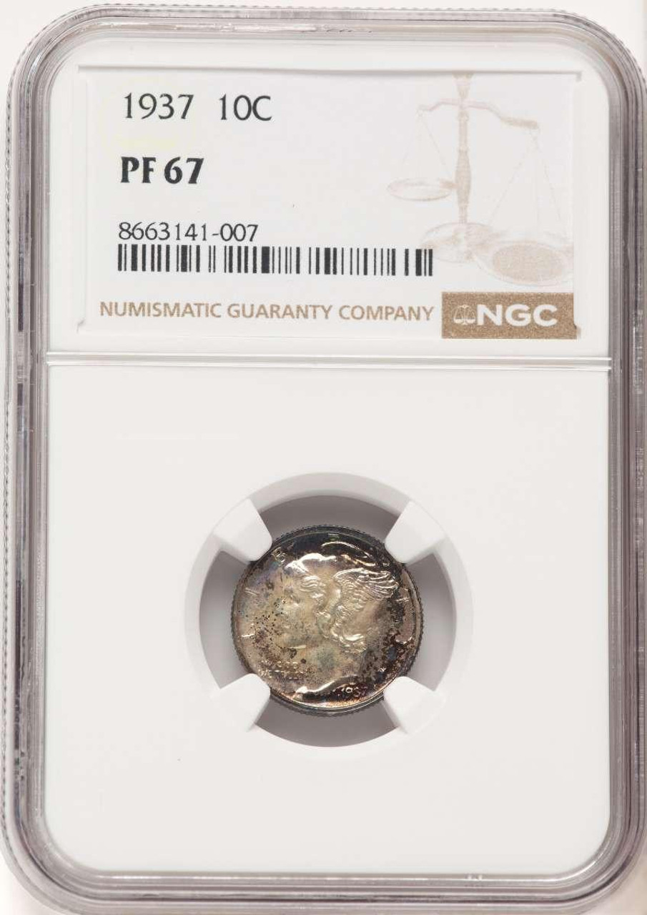 Bullionshark 1937 10C Proof Mercury Dime Coin NGC PF67 - HAT780571005 