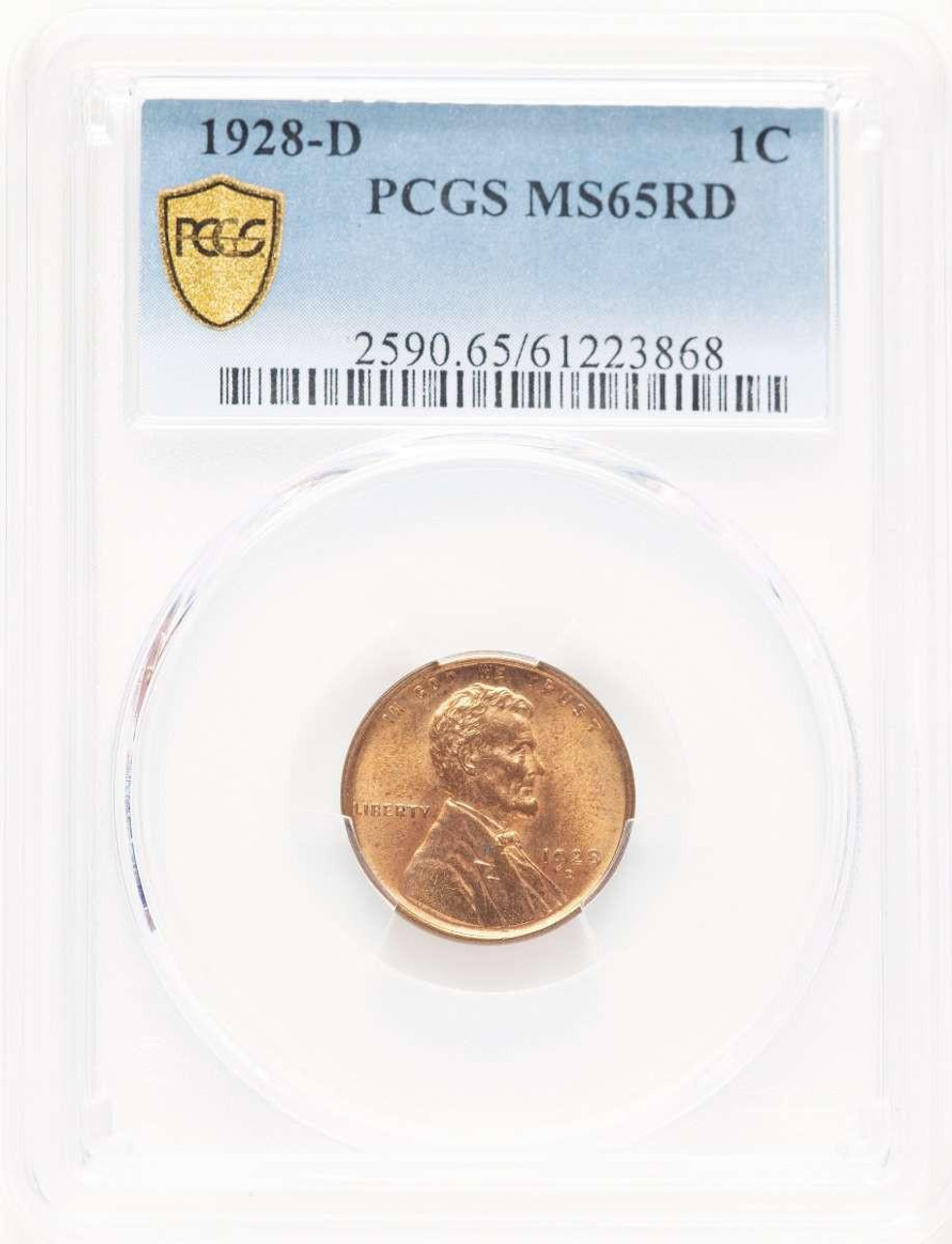 Bullionshark 1928-D 1C Lincoln Cent Coin PCGS MS65     RD - HAT781444002 