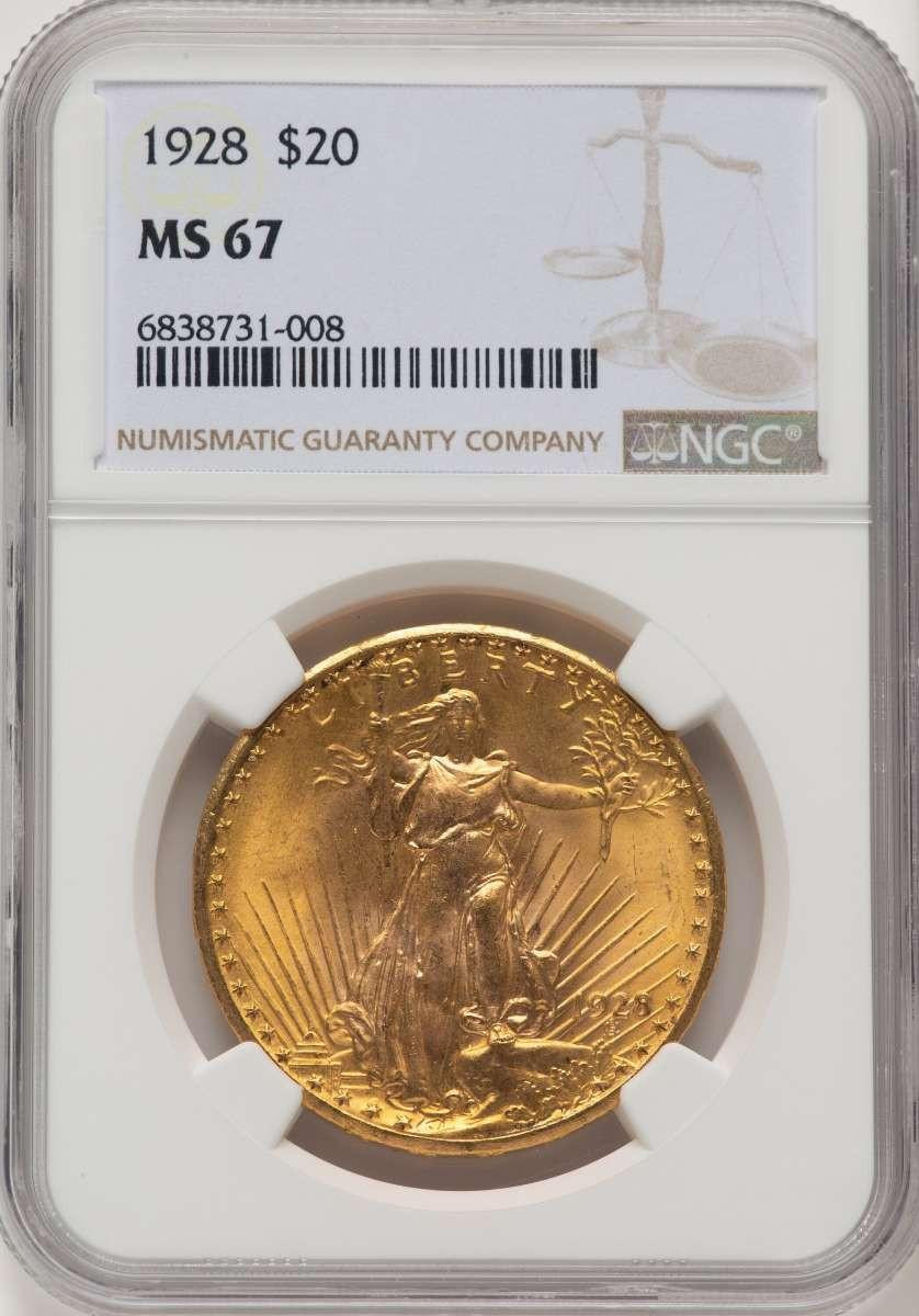 Bullionshark 1928 $20 Saint Gaudens Double Eagle NGC MS67 - HAT773442005 