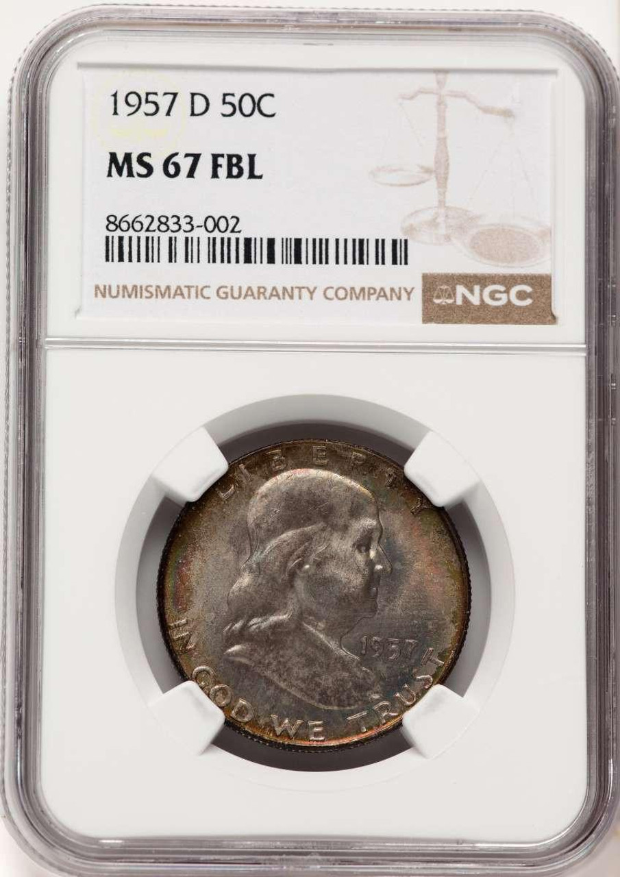 Bullionshark 1957-D 50C Franklin Half Dollar Coin NGC MS67 - HAT783147002 