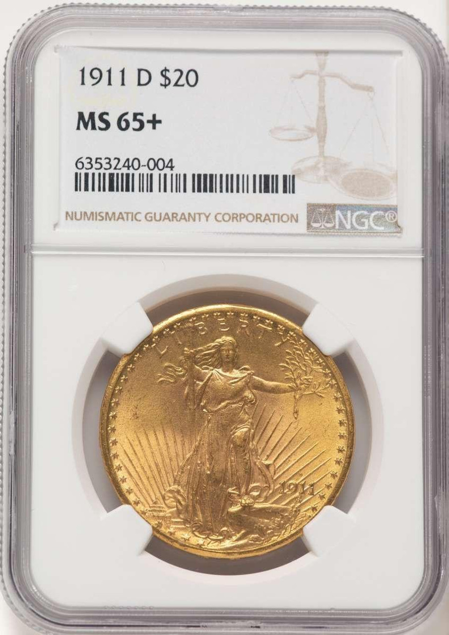 Bullionshark 1911-D $20 Saint Gaudens Double Eagle NGC MS65  + - HAT782234021 