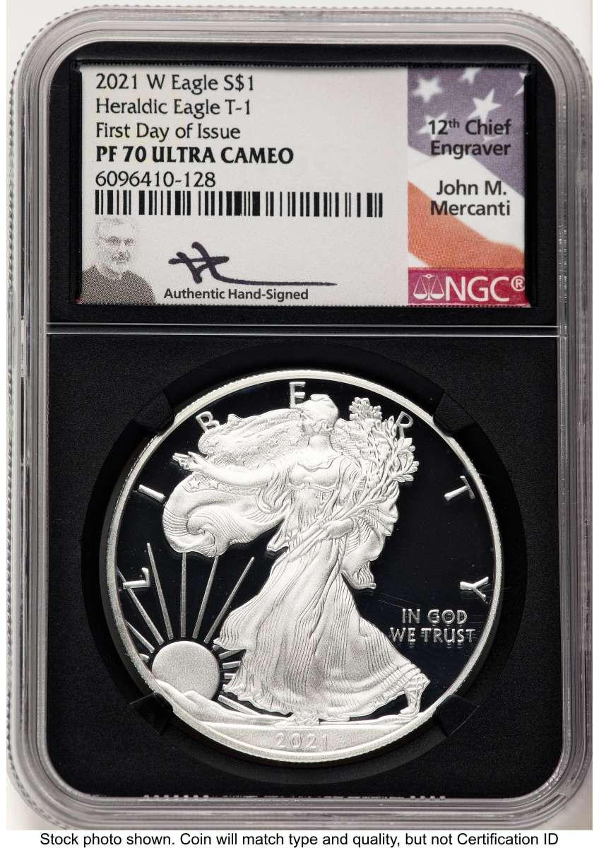 Bullionshark 2021-W S$1 Proof American Silver Eagle Coin NGC PF70 UCAM - Type One - HAT782862045 