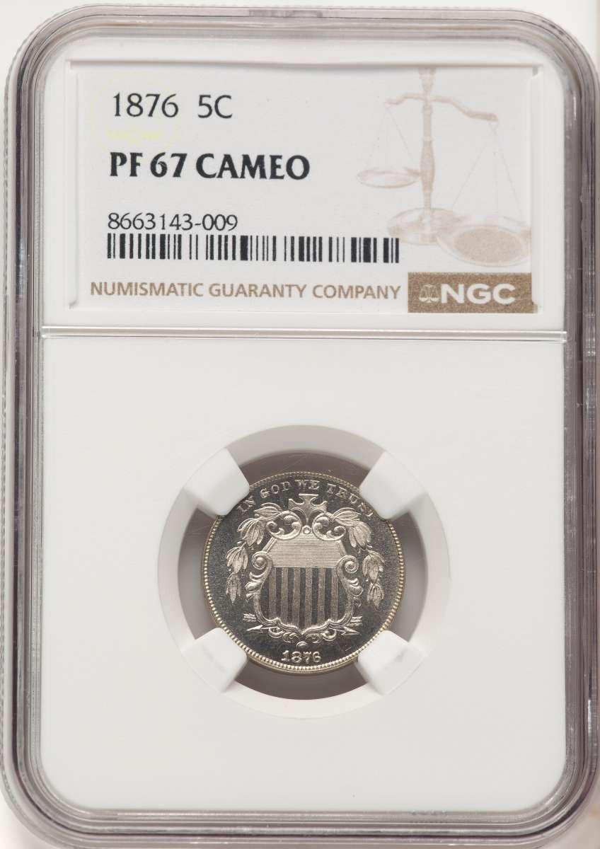 Bullionshark 1876 5C Proof Shield Nickel Coin NGC PF67 CAMEO - HAT776296002 