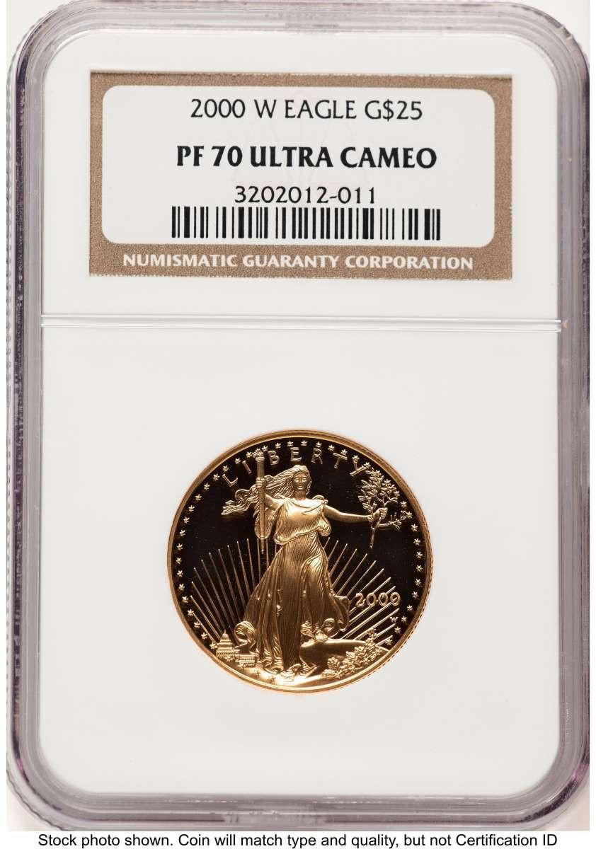 Bullionshark 2000-W $25 Proof 1/2 oz American Gold Eagle Coin NGC PF70 UCAM - HAT522240189 