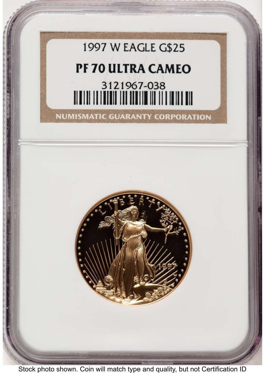 Bullionshark 1997-W $25 Proof 1/2 oz American Gold Eagle Coin NGC PF70 UCAM - HAT522240177 