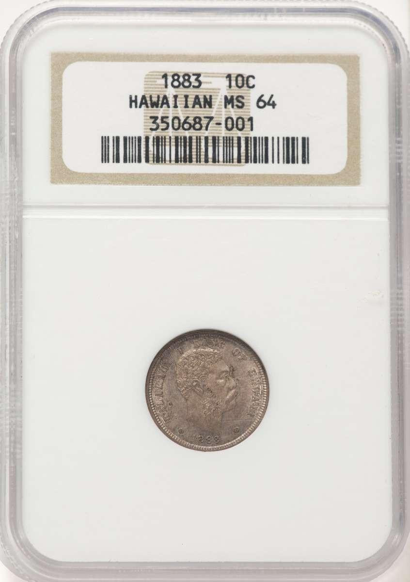 Bullionshark 1883 10C Coin of Hawaii NGC MS64   Hawaii Ten Cents - HAT507158001 