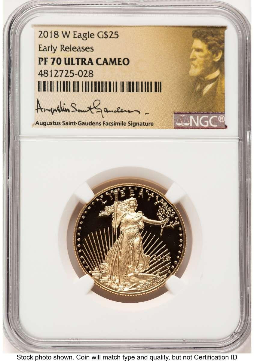 Bullionshark 2018-W G$25 Proof 1/2 oz American Gold Eagle Coin NGC PF70 UCAM - First Strike - HAT783440010 