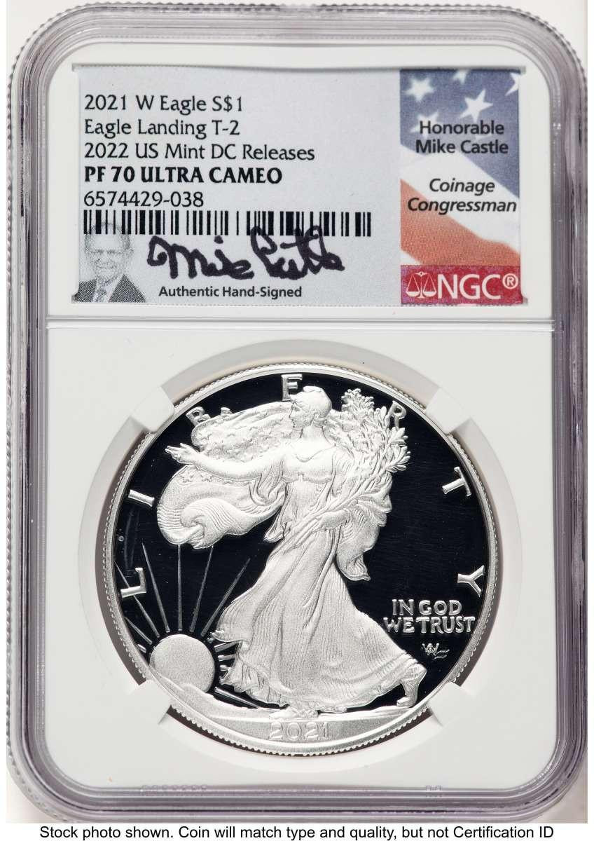 Bullionshark 2021-W S$1 Proof American Silver Eagle Coin NGC PF70 UCAM - Type Two - HAT516841205 