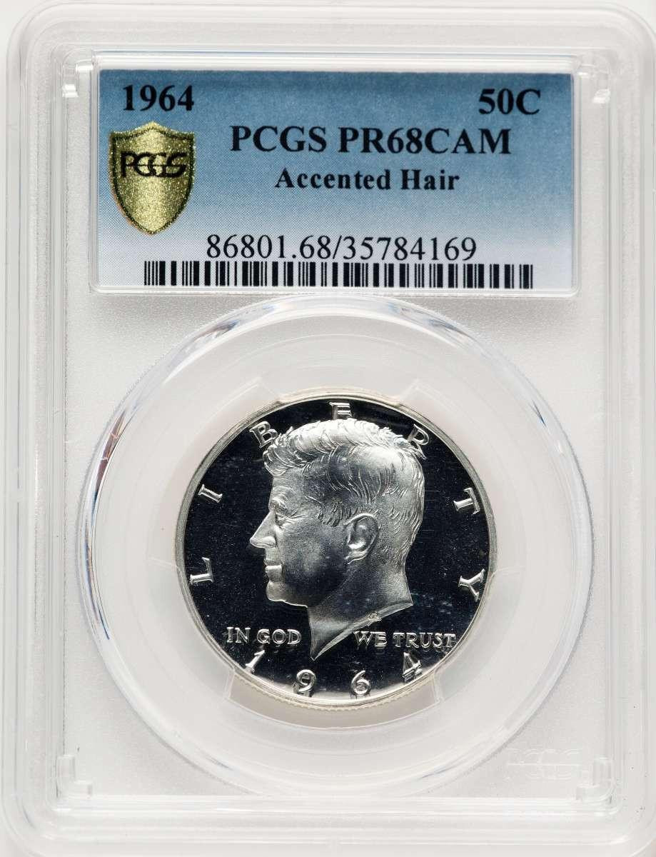 Bullionshark 1964 50C Proof Kennedy Half Dollar Coin PCGS PR68 CAMEO    Accented Hair - HAT910678005 