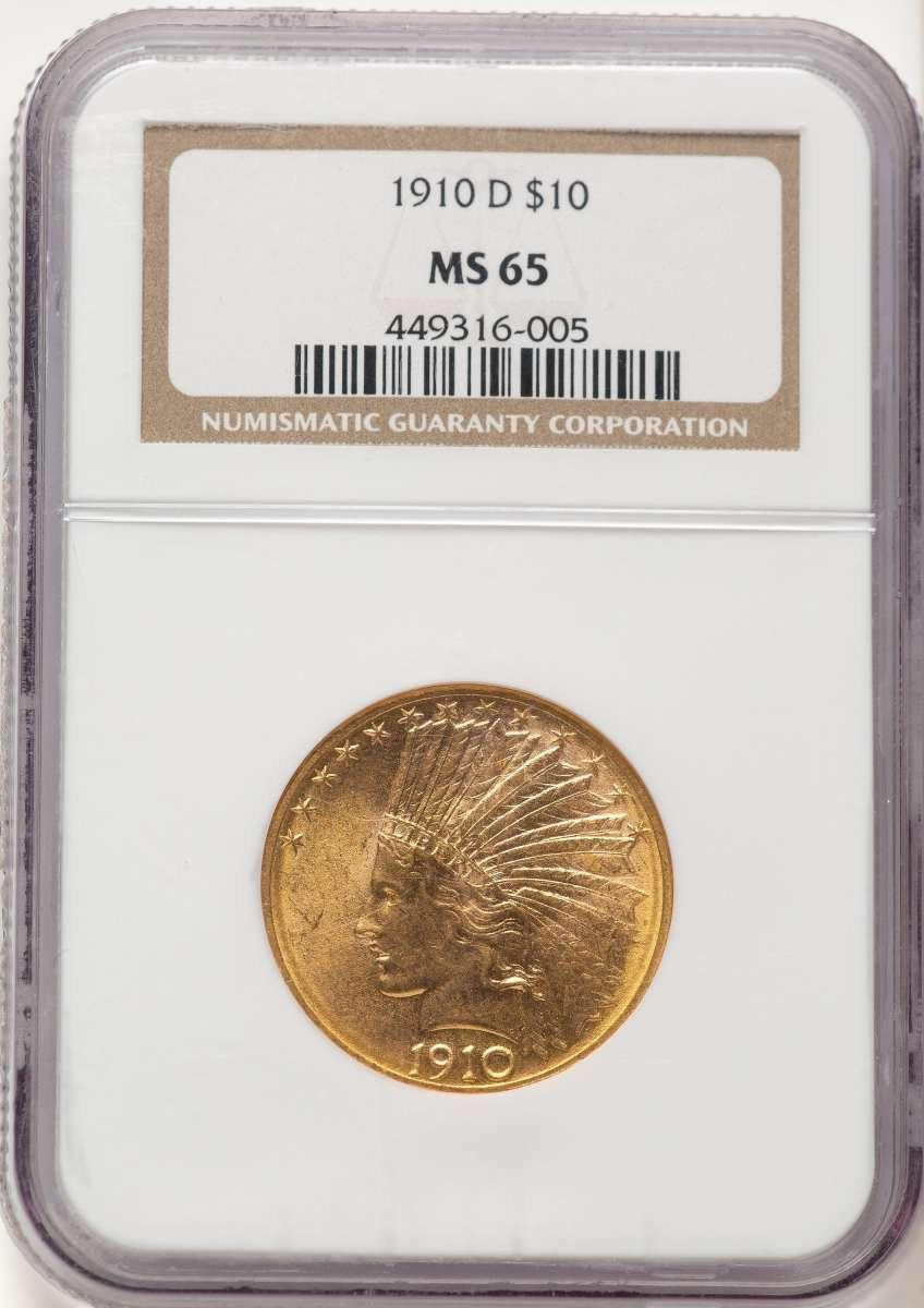 Bullionshark 1910-D $10 Indian Gold Eagle Coin NGC MS65 - HAT780574001 