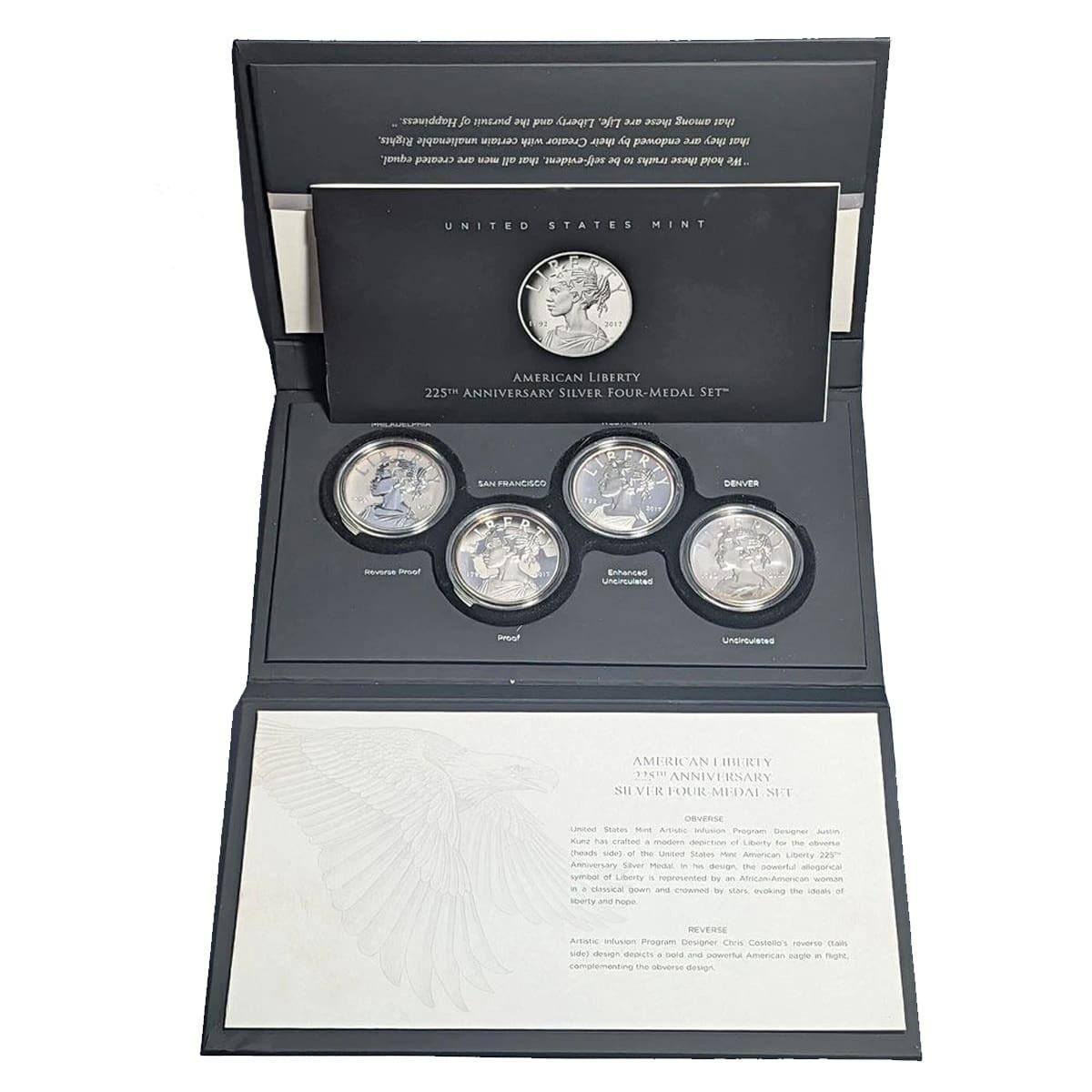 2017 4 oz American Liberty 225th Anniversary Silver Four-Medal Set OGP