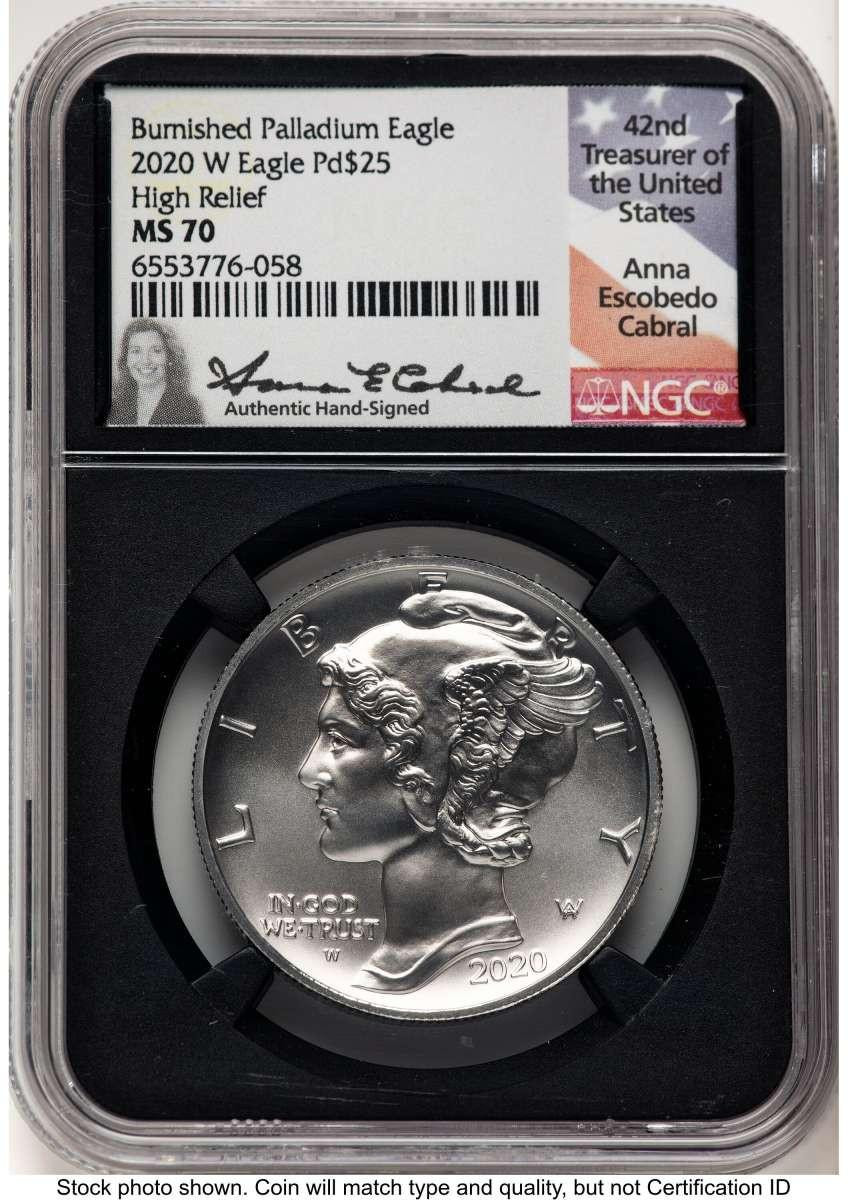 Bullionshark 2020-W $25 Burnished Palladium Eagle Coin NGC MS70 - HAT779719002 