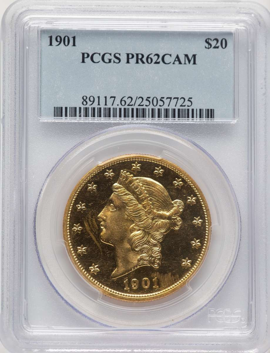 1901 $20 Proof Liberty Gold Double Eagle	 PCGS PR62 CAMEO coin front image