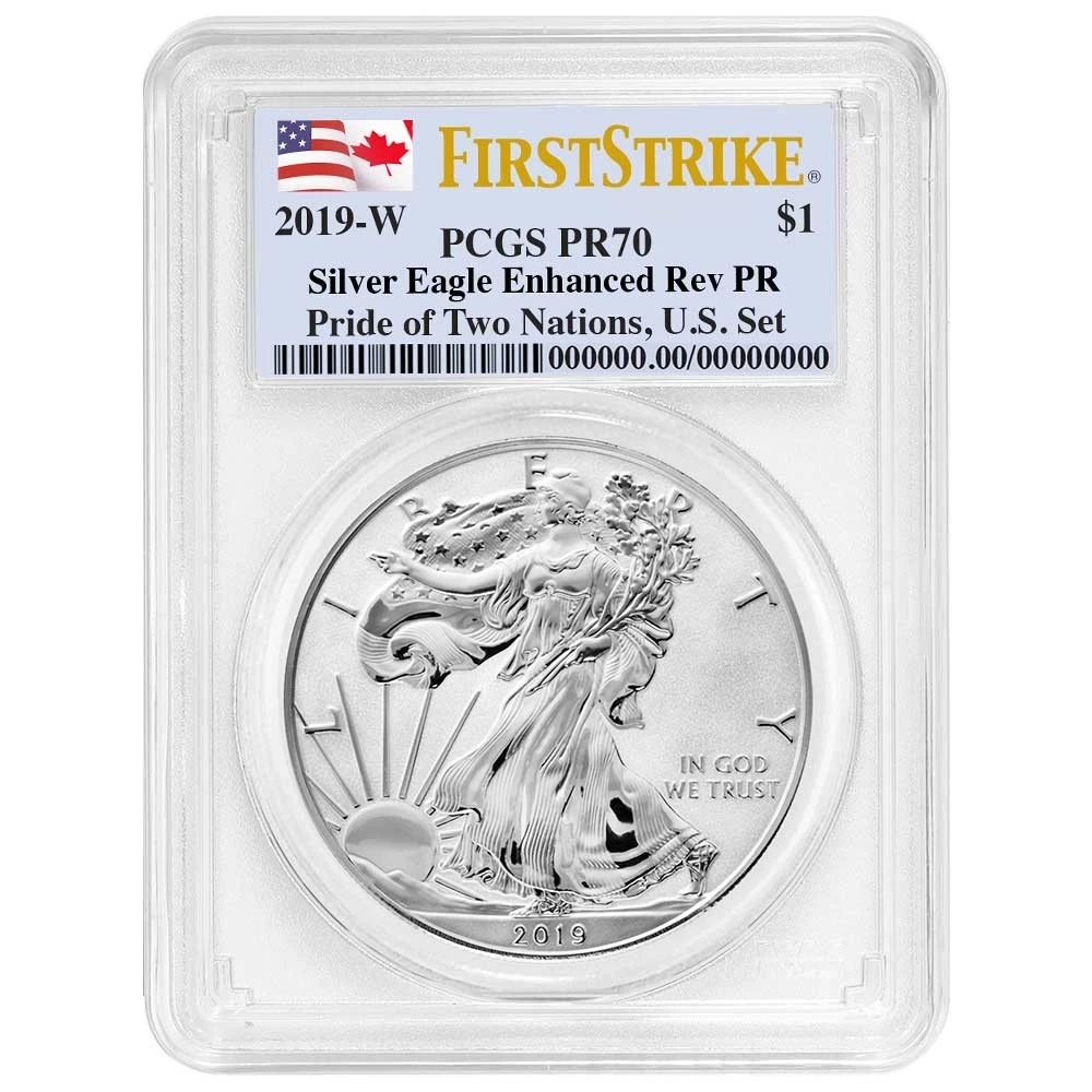 2019-W American Silver Eagle Enhanced Reverse Proof PCGS PR70 FS Pride of Two Nations Set