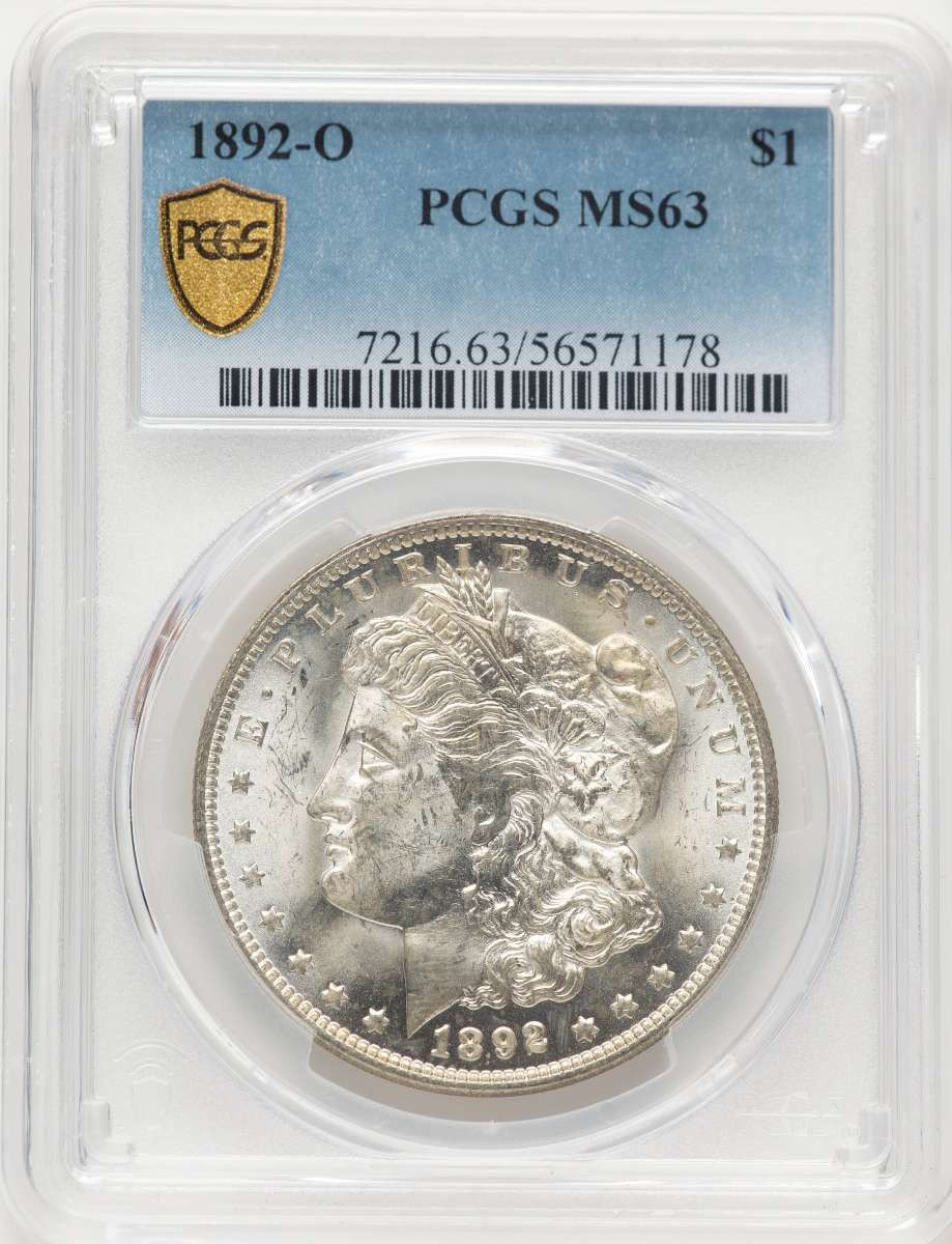 1892-O S$1 Morgan Silver Dollar Coin PCGS MS63 coin front image