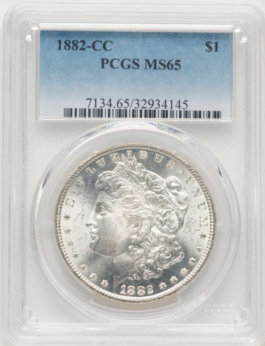 1882-CC S$1 Morgan Silver Dollar Coin PCGS MS65 coin front image