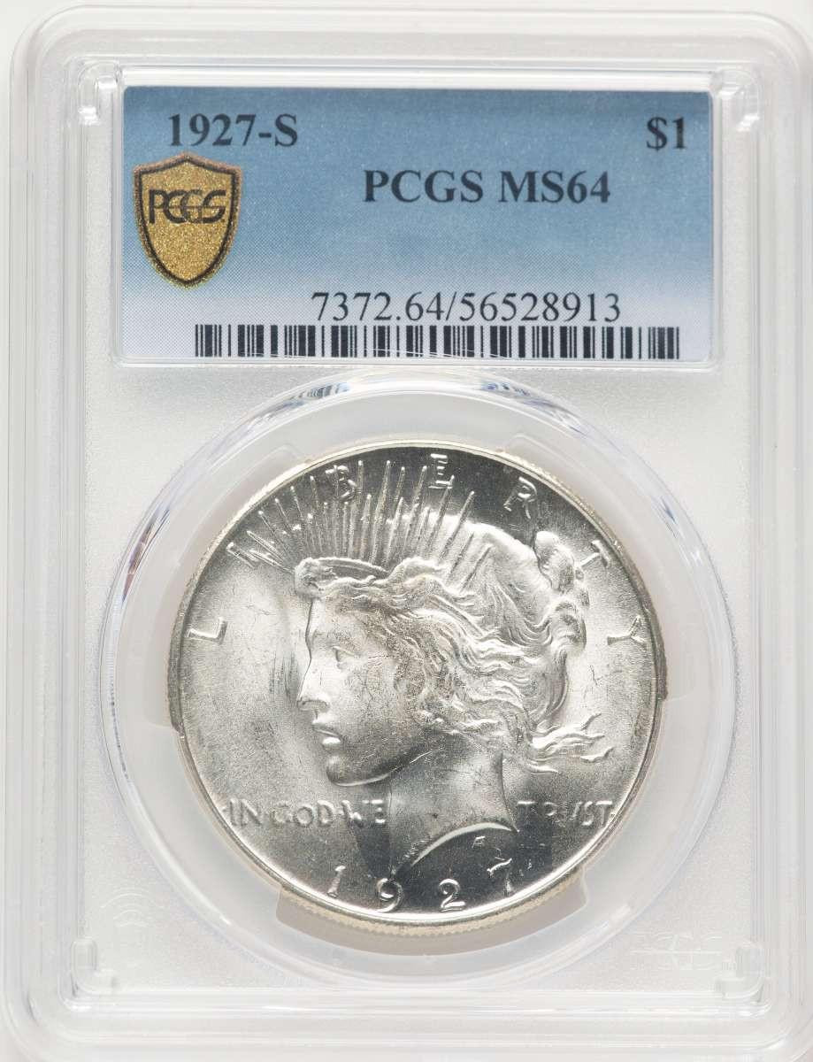 Bullionshark 1927-S S$1 Peace Silver Dollar Coin PCGS MS64 - HAT522896104 