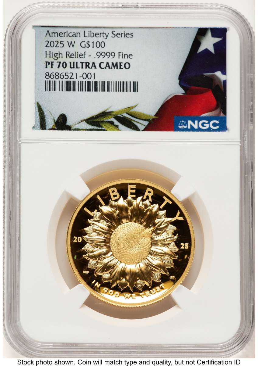 2025-W $100 Gold High Relief Coin NGC MS70 UCAM    American Liberty coin front image