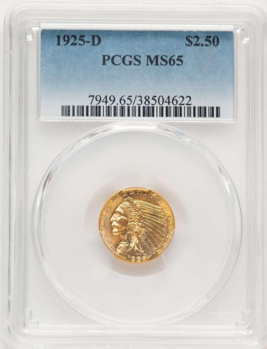 Bullionshark 1925-D $2.5 Indian Gold Quarter Eagle Coin PCGS MS65 - HAT783713015 