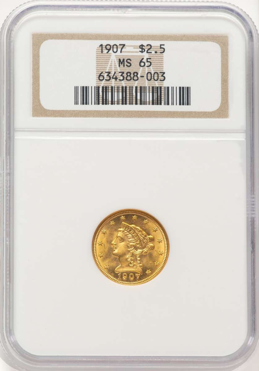 1907 $2.5 Liberty Gold Quarter Eagle Coin NGC MS65 coin front image