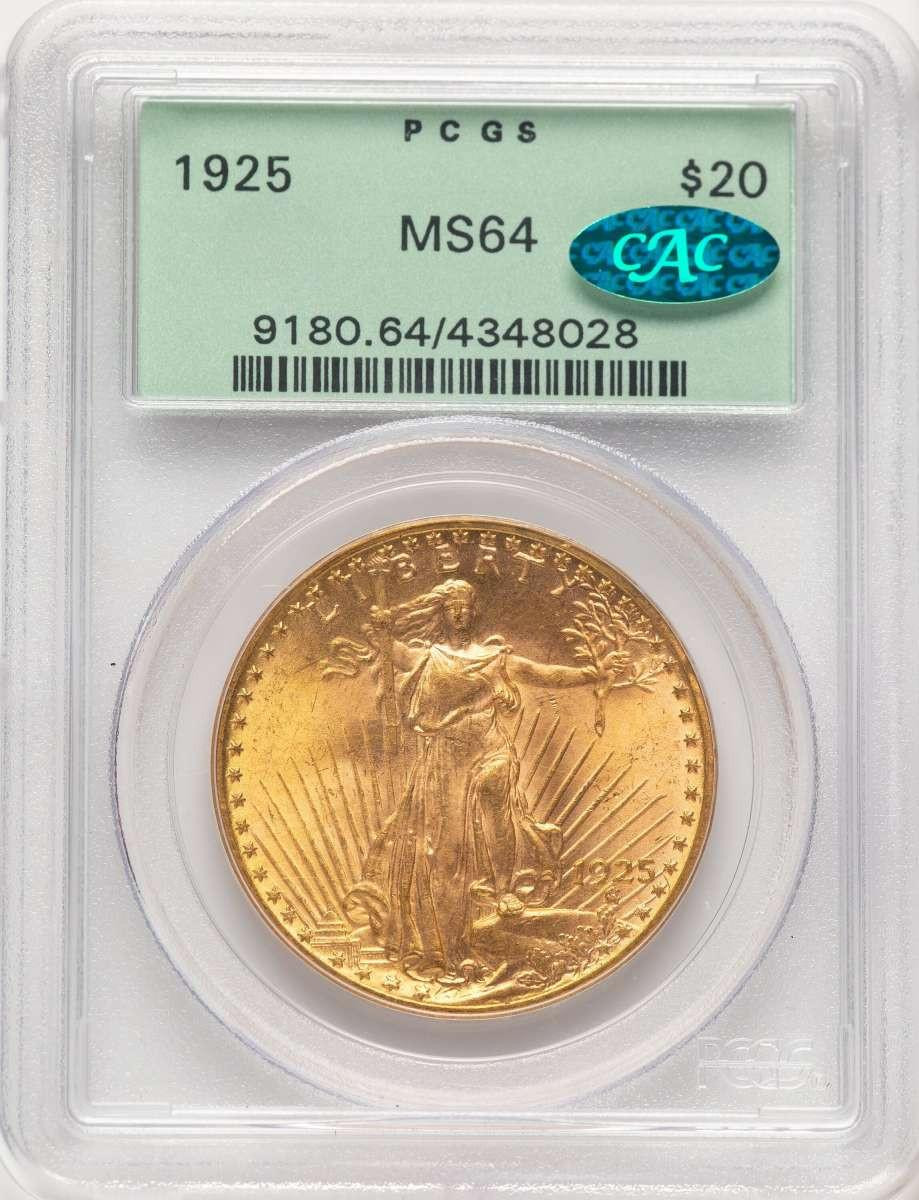Bullionshark 1925 $20 Saint Gaudens Double Eagle PCGS MS64  CAC - HAT521987012 
