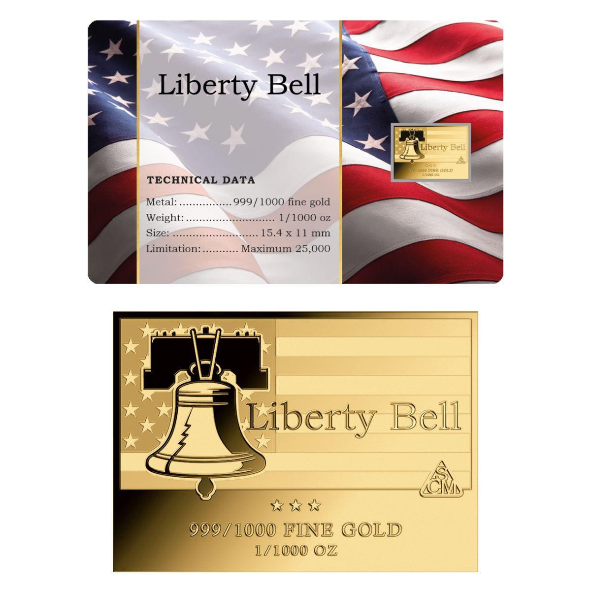 Liberty Bell 1/1000 oz Gold Coin Card - Bullion Shark