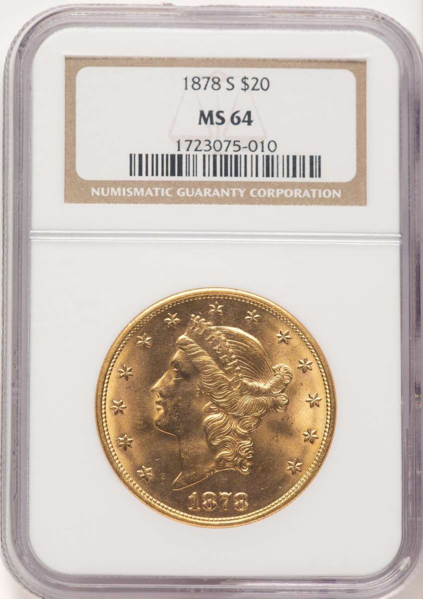 1878-S $20 Liberty Gold Double Eagle NGC MS64 coin front image