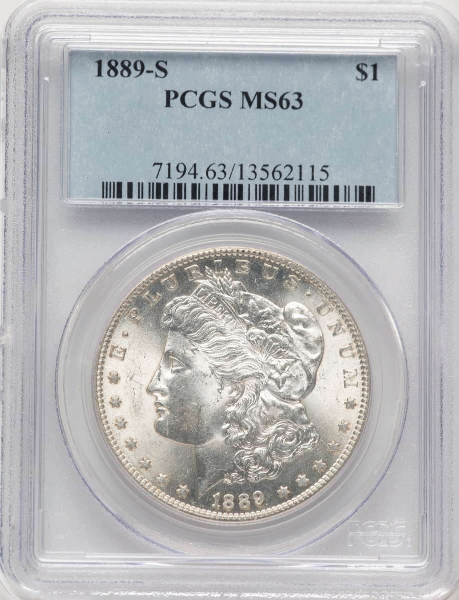 1889-S S$1 Morgan Silver Dollar Coin PCGS MS63 coin front image