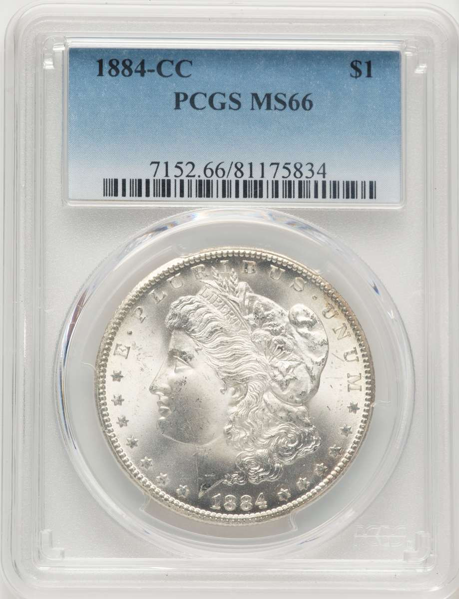 1884-CC S$1 Morgan Silver Dollar Coin PCGS MS66 coin front image