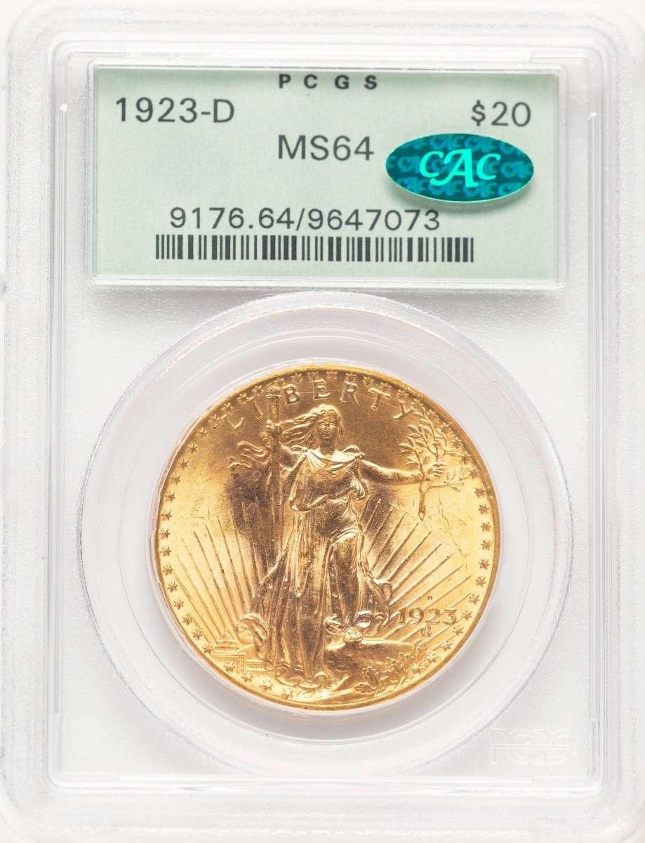Bullionshark 1923-D $20 Saint Gaudens Double Eagle PCGS MS64  CAC - HAT780443044 