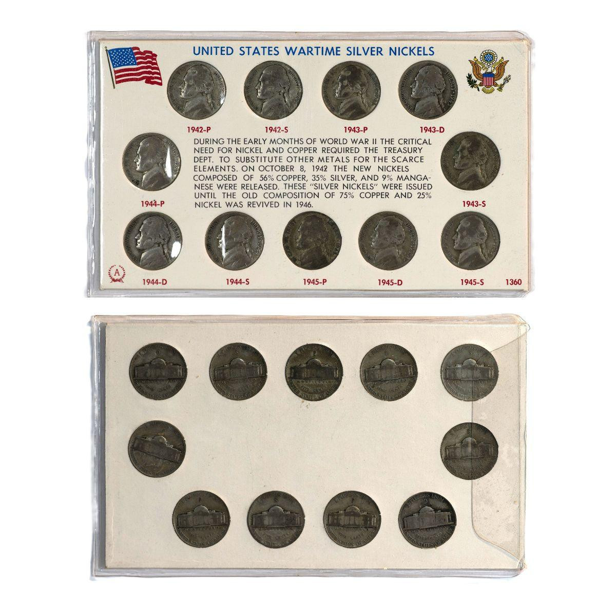 United States Wartime Silver Nickels Complete Set (1942–1945