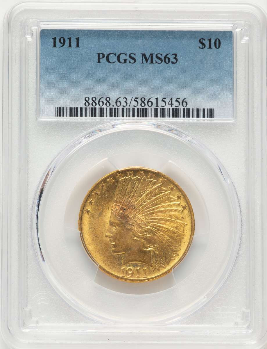 1911 $10 Indian Gold Eagle Coin PCGS MS63 coin front image