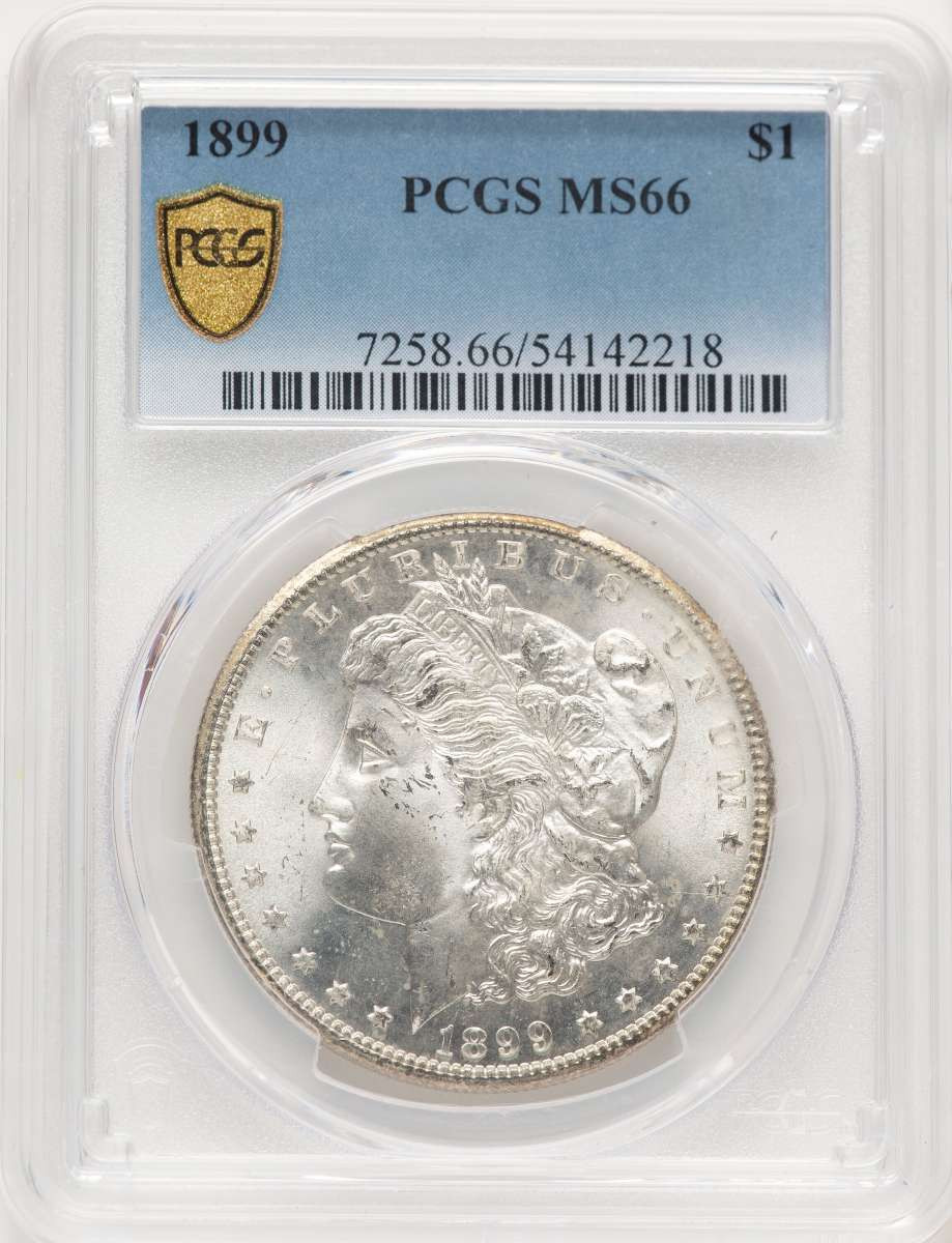 1899 S$1 Morgan Silver Dollar Coin PCGS MS66 coin front image