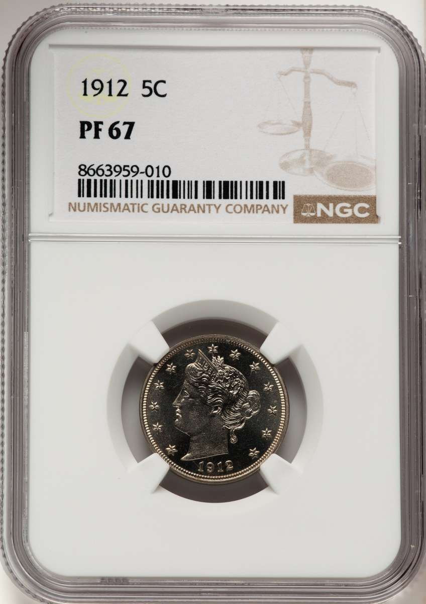 1912 5C Proof Liberty Nickel Coin NGC PF67 coin front image