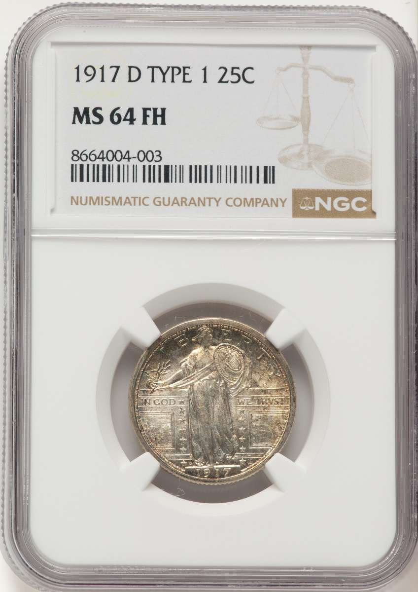 1917-D 25C Standing Liberty Quarter Coin NGC MS64   Type One coin front image