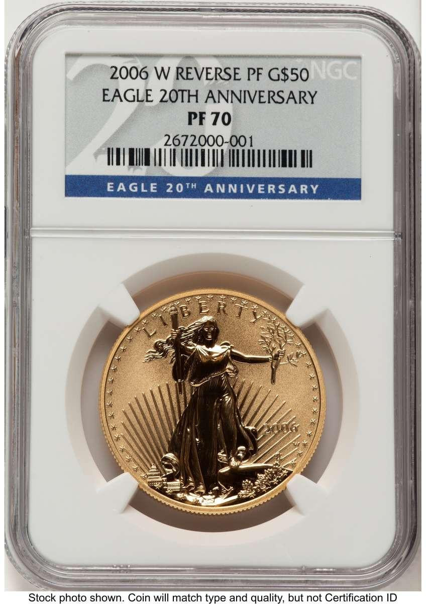 2006-W $50 Reverse Proof 1 oz American Gold Eagle Coin NGC rev