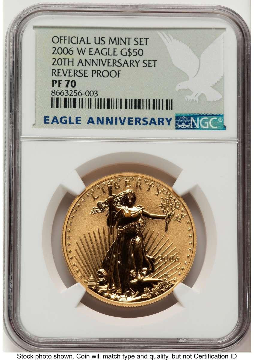 2006-W $50 Reverse Proof 1 oz American Gold Eagle Coin NGC rev