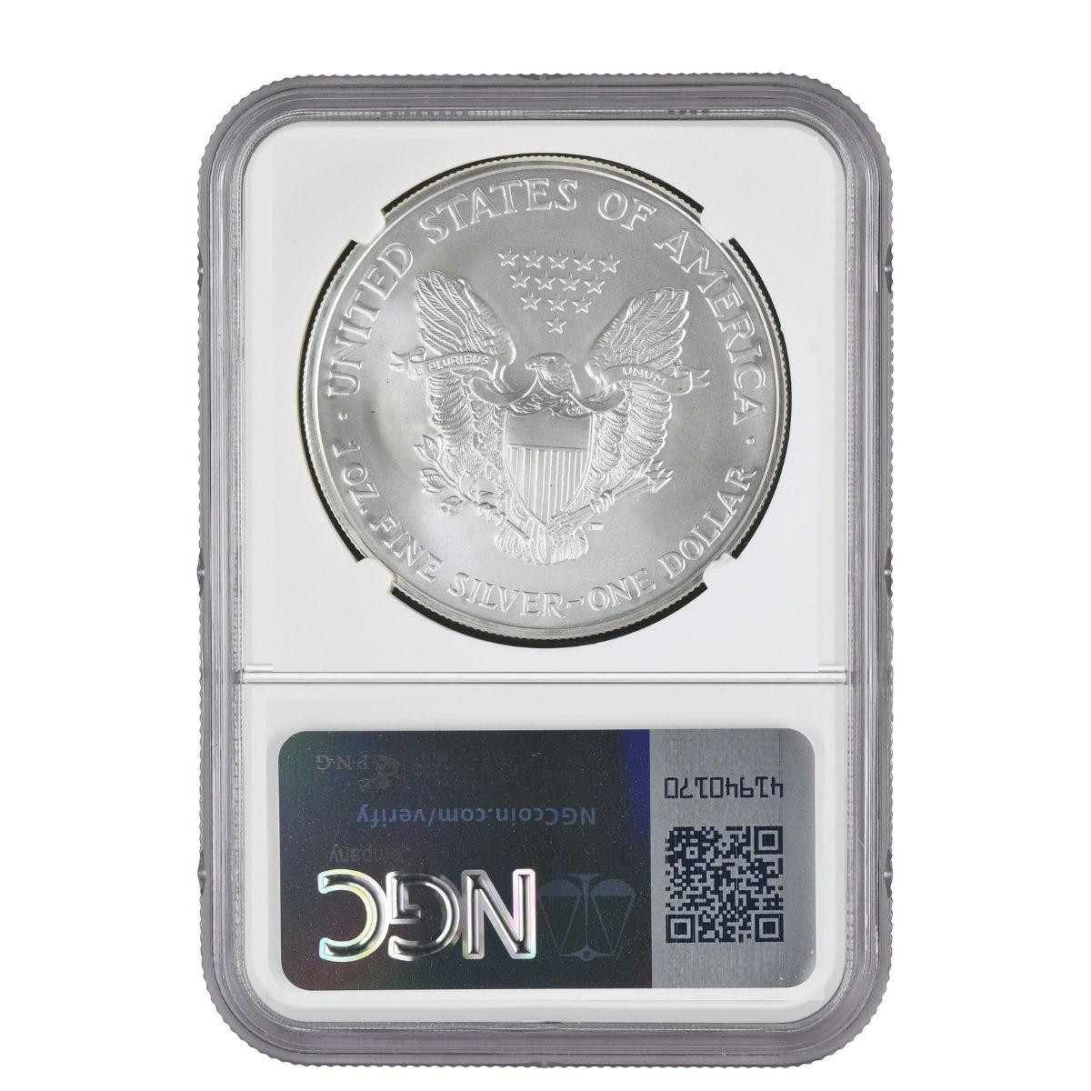 2005 Silver Eagle NGC MS70 signed by Mike Castle - 1 of 35