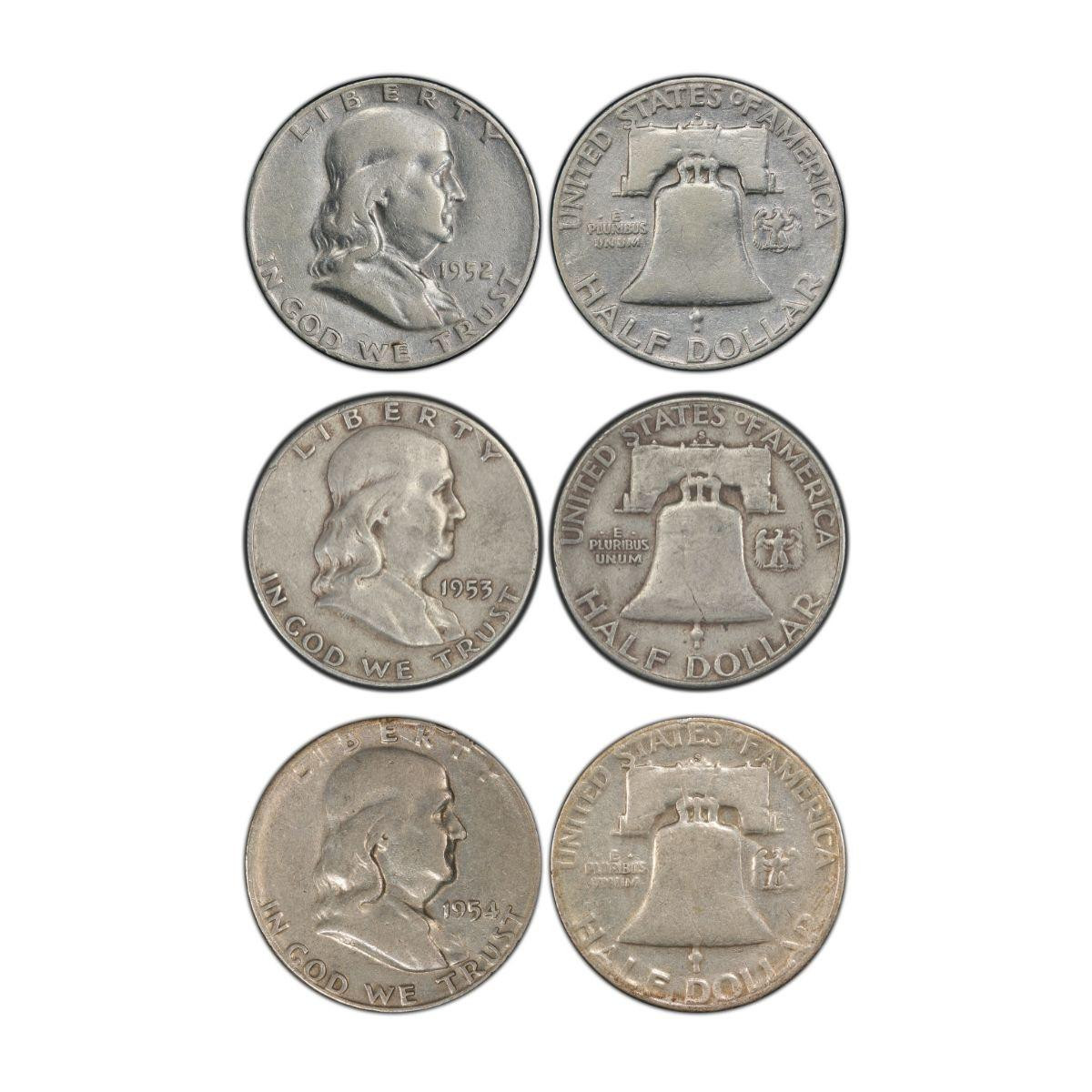 Complete San Francisco Franklin Half Dollar Set (5 Coins) – F to
