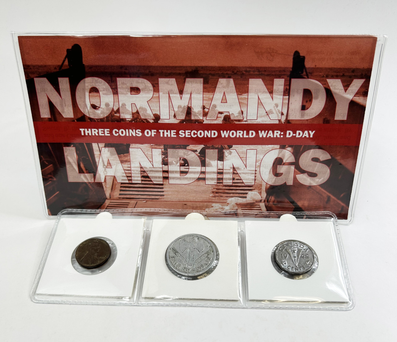 D-DAY: Normandy Landings. Three Coins of World War II. (letterbox folder)