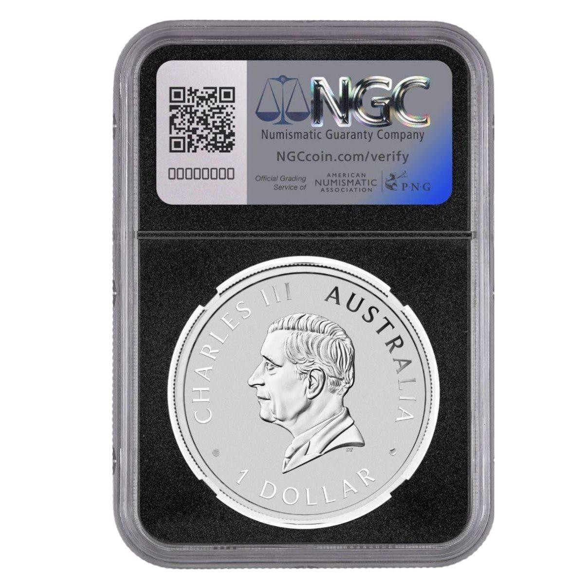 2026 1 oz Silver Kookaburra NGC MS70 Black Label (1 of 50) w/Box & COA