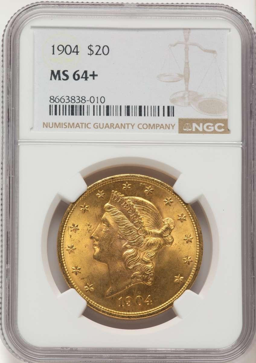 Bullionshark 1904 $20 Liberty Gold Double Eagle NGC MS64  + - HAT507674035 