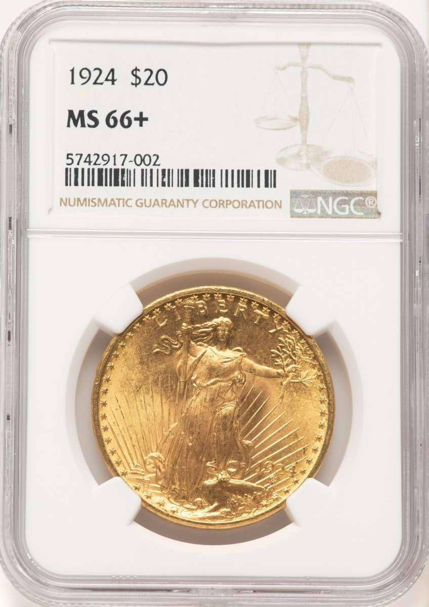 Bullionshark 1924 $20 Saint Gaudens Double Eagle NGC MS66  + - HAT521707022 