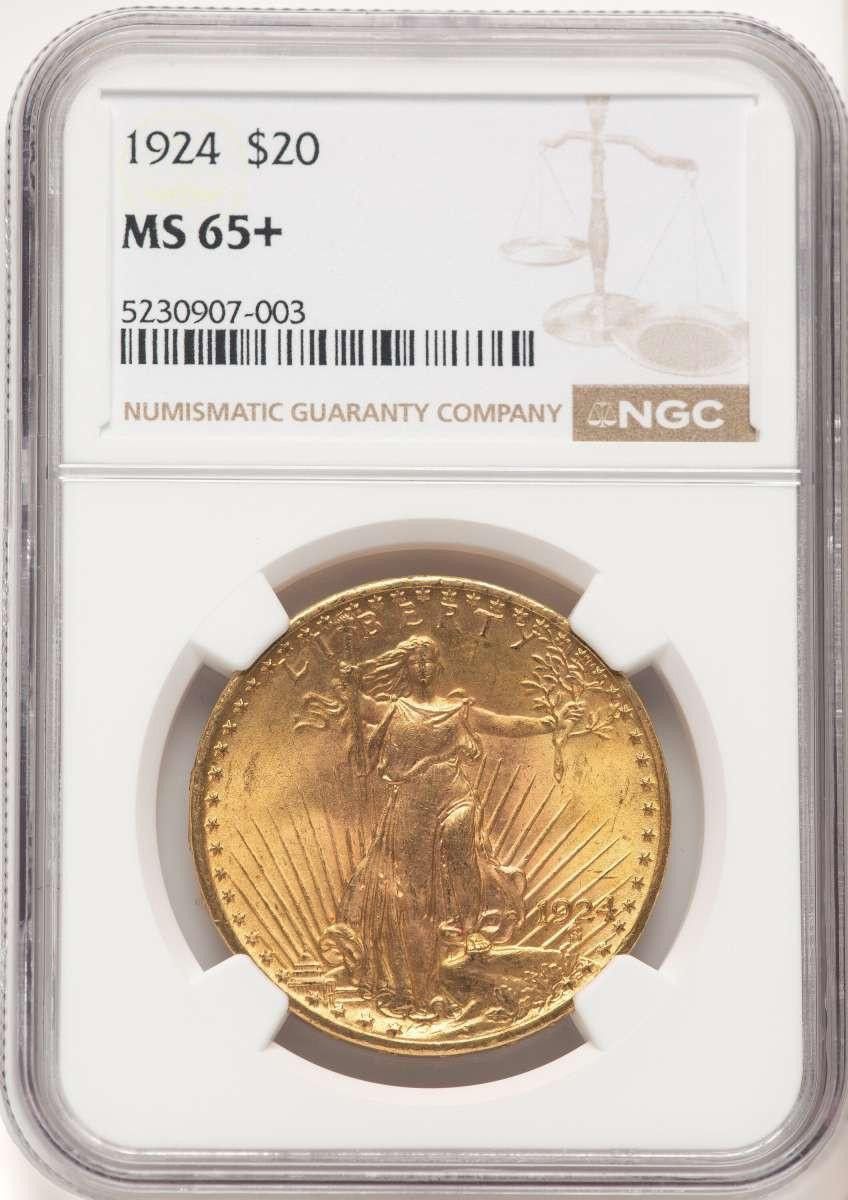 Bullionshark 1924 $20 Saint Gaudens Double Eagle NGC MS65 - HAT520649014 