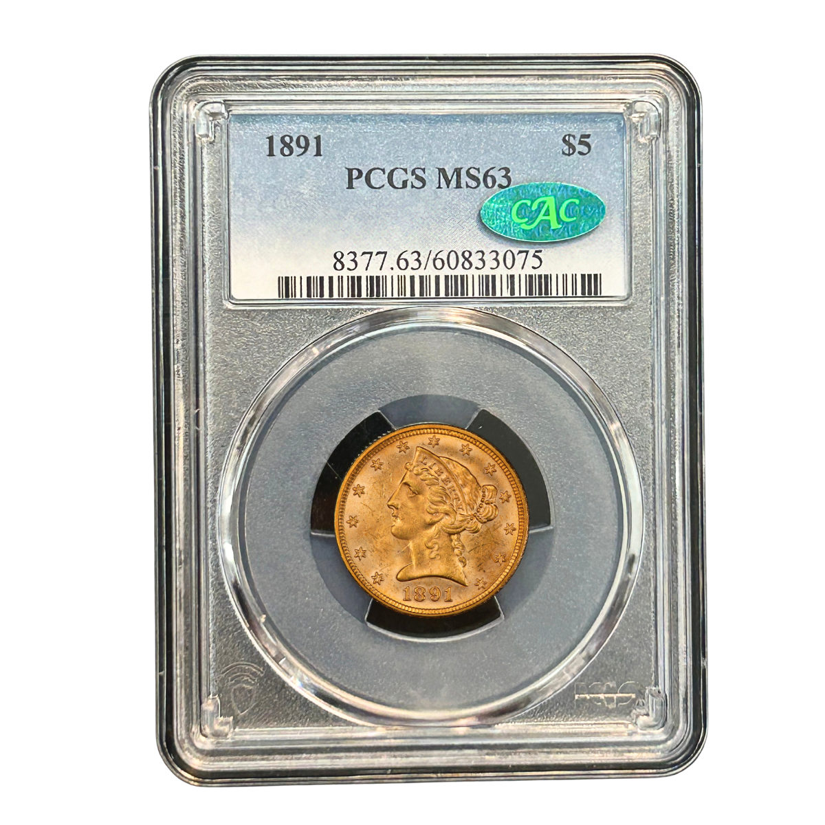 1891 Gold $5 Liberty PCGS MS 63