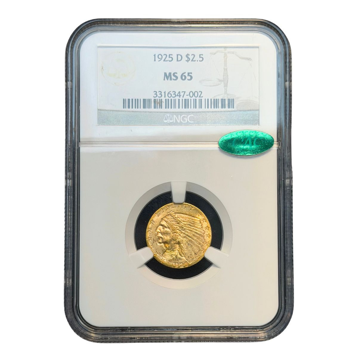 1925-D Gold $2.5 Indian NGC MS65 CAC