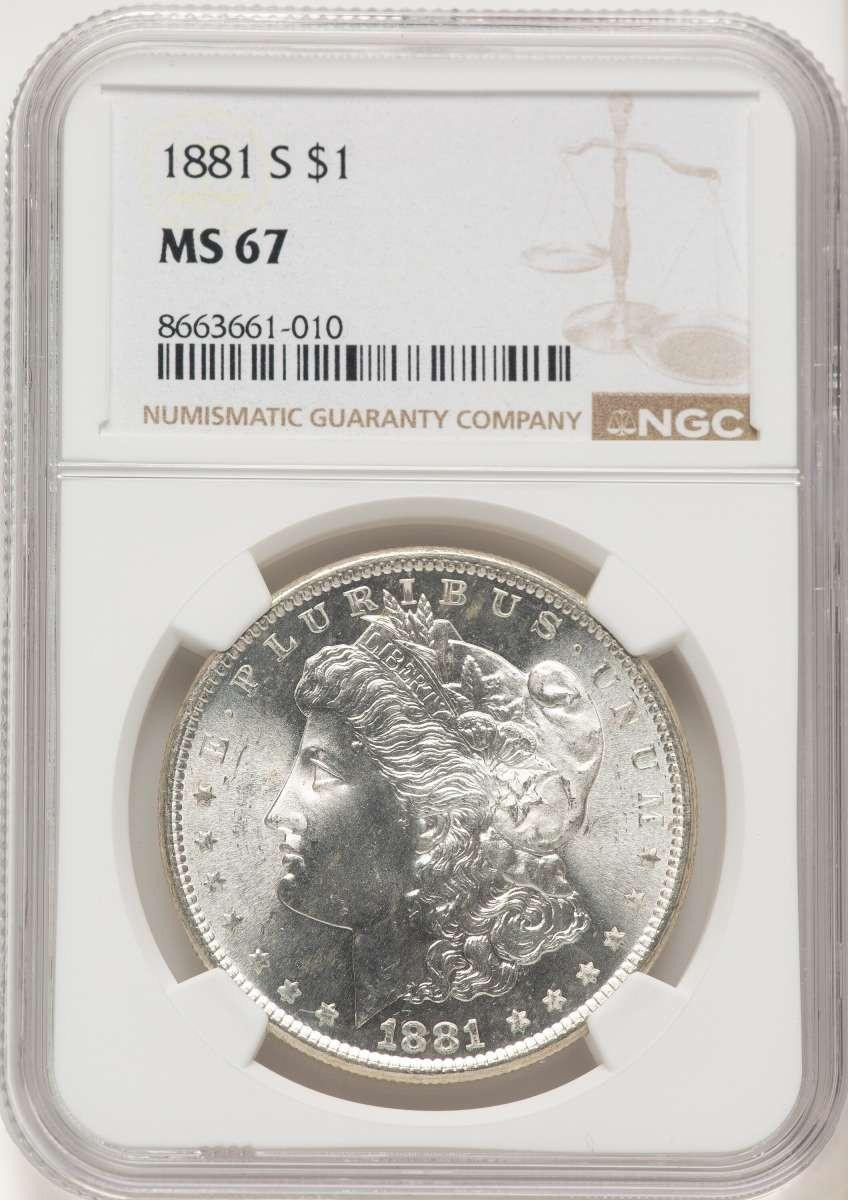 Bullionshark 1881-S S$1 Morgan Silver Dollar Coin NGC MS67 - HAT778990007 