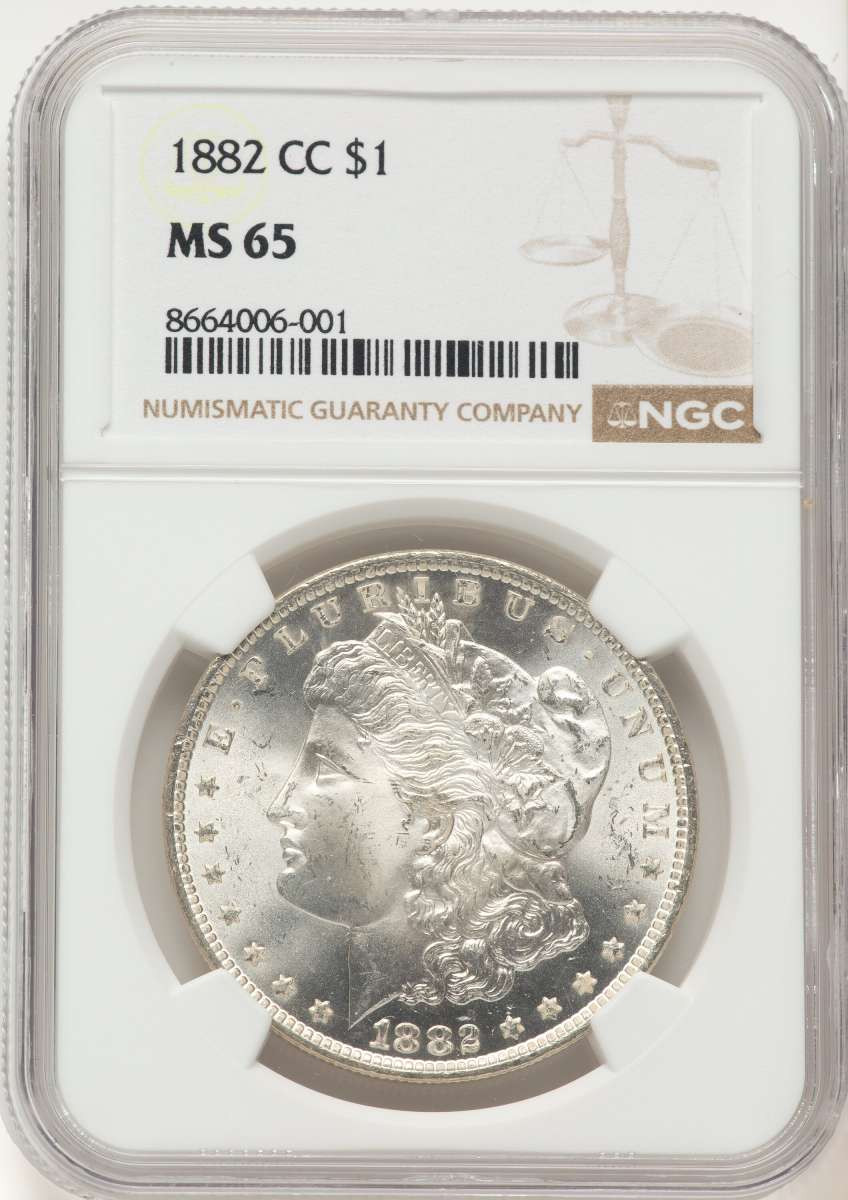 1882-CC S$1 Morgan Silver Dollar Coin NGC MS65 coin front image