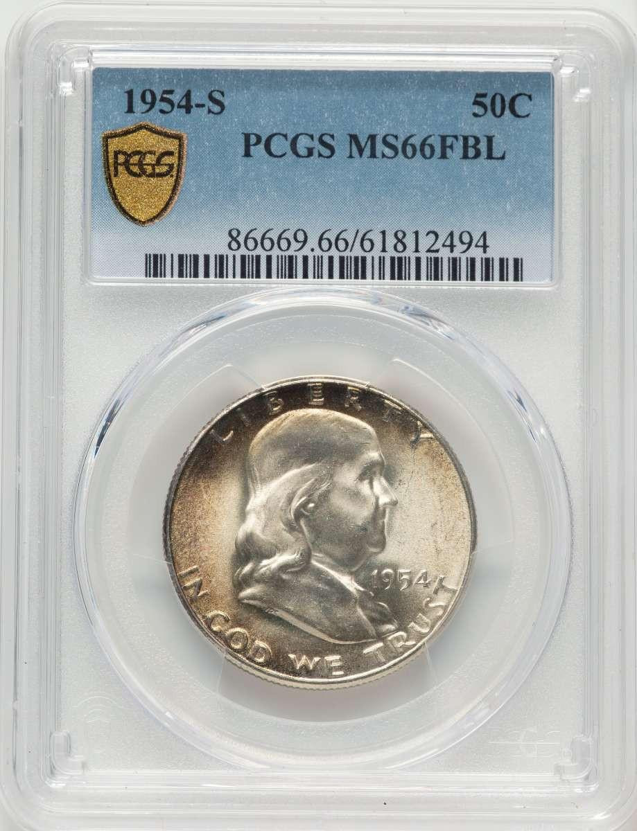 Bullionshark 1954-S 50C Franklin Half Dollar Coin PCGS MS66 - HAT787277019 